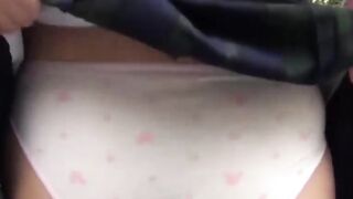 Petite college girl Wet Panties - Neighborhood Walk & Public Flash