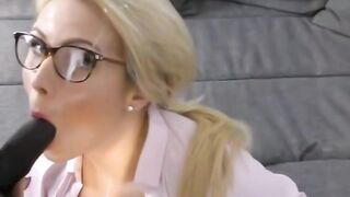 Blondes Get It Right - Hot Babe Gets Casting Agent's Load In Her Glasses