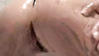 Oil-Slick Blonde Babe Rides Her Man's Big Dick Until He Explodes In Gloryhole