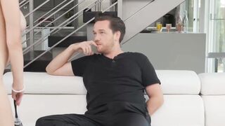 Big Boob Babe Gives Sloppy Blowjob & Rides Dick to Creampie Finish