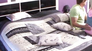 Amature Housewifes's Cheating Husband Surprised With A Creampie