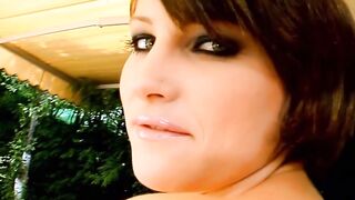 Dark Haired Bombshell Rides Big Dick in Hardcore Anal Threesome