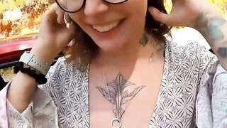 Hot Blonde Teen Gives Wild Ride in Her Step-Dad's Car