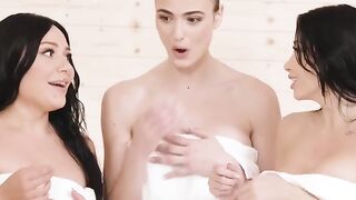 Busty Blonde Teen Trapped In A Threesome