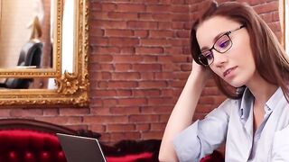 Euro Sluttiness - Big Boobed Babe Masturabtes At Work
