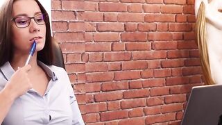 Euro Sluttiness - Big Boobed Babe Masturabtes At Work