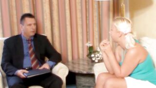 Curvaceous College Cutie Seducing Her Professor in Classroom