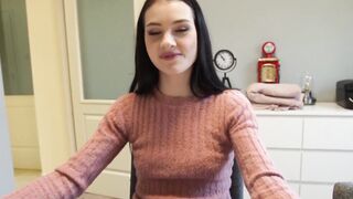 Petite Brunette Hottie Riding A Big Dick While Her Nerdy Boyfriend Watches