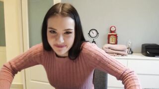 Petite Brunette Hottie Riding A Big Dick While Her Nerdy Boyfriend Watches