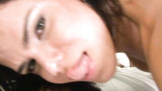 Dark Haired Transgender Babe Gets Anal Plowing in Hardcore Scene