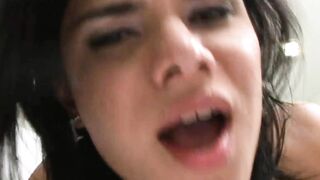 Dark Haired Transgender Babe Gets Anal Plowing in Hardcore Scene