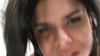 Dark Haired Transgender Babe Gets Anal Plowing in Hardcore Scene