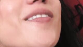 Dark Haired Slut's Christmas Wish Fulfilled - Red Nylon Stockings & Big Dick