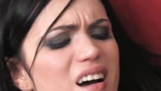 Dark Haired Slut's Christmas Wish Fulfilled - Red Nylon Stockings & Big Dick
