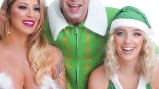 Christmas Special - Old Man's barely legal Wife Shares Him With Two Hot Blondes