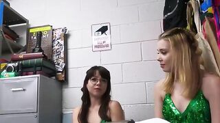 Teen Thieves Share A Dick And Eat Pussies - Green Dress Double Blowjob