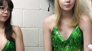 Teen Thieves Share A Dick And Eat Pussies - Green Dress Double Blowjob