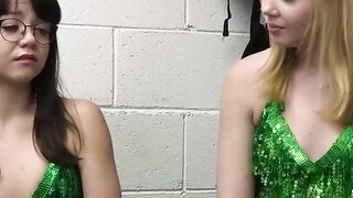 Teen Thieves Share A Dick And Eat Pussies - Green Dress Double Blowjob
