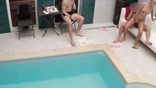 Anna Rose's Poolside Sex Adventure - Hot Blonde Babe Fucked Outdoors