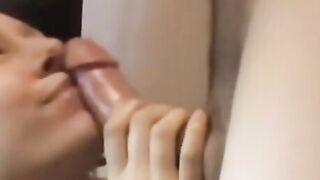 Adorably Hot Babe Gives Top-Notch Oral Job to Her Hunk Partner