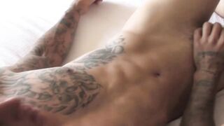 Threesome Frenzy - Three Hunks Stuff Blonde Babe's Mouth & Ass