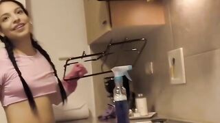 Cleaning Lady Mature Milf Rides A Big Dick And Deep Throws POV Blowjob