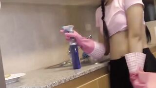 Cleaning Lady Mature Milf Rides A Big Dick And Deep Throws POV Blowjob
