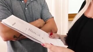 Thick Blondie Bambi bell gets her pussy wet with castings agent