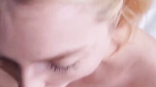 Curvaceous Blondie Stripping Down To Suck Black Bodystocking Dick In Panties