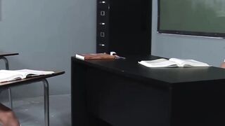 college girl Slut Erin Stone Fingers Her Bald Pussy in Classroom