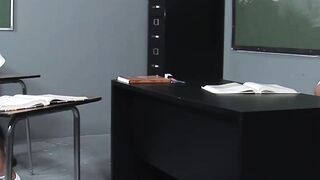 college girl Slut Erin Stone Fingers Her Bald Pussy in Classroom