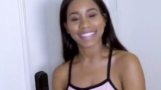 Teen Black Babe's Sexy Dance Pole Routine - Exotic Dancer Strips Down Naked