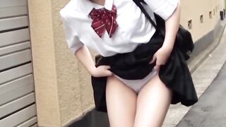 Naughty college girl Challenged To Hike Her Skirt And Show Off In Public