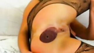 Anal Cam Girl's Masturbation Adventure with Giant Dildo