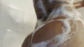 Big-Booty Latin Babe with Massive Boobs Fucks in Steamy Bathroom