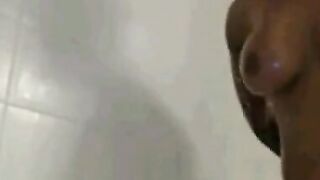 Big-Booty Latin Babe with Massive Boobs Fucks in Steamy Bathroom