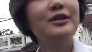 Petite college girl's Wet Pantie Adventure - Close-Up View of Asain Cutie
