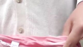 Petite college girl's Wet Pantie Adventure - Close-Up View of Asain Cutie