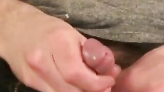 Hairy Thighs & Balls - Amateur Stroking Hairless Chest In Solo Masturbation