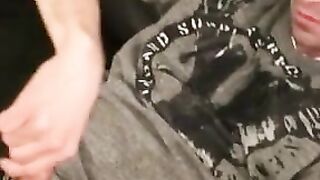 Hairy Thighs & Balls - Amateur Stroking Hairless Chest In Solo Masturbation