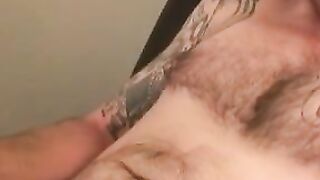 Hairy Thighs & Balls - Amateur Stroking Hairless Chest In Solo Masturbation