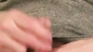 Hairy Thighs & Balls - Amateur Stroking Hairless Chest In Solo Masturbation