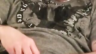 Hairy Thighs & Balls - Amateur Stroking Hairless Chest In Solo Masturbation