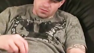 Hairy Thighs & Balls - Amateur Stroking Hairless Chest In Solo Masturbation