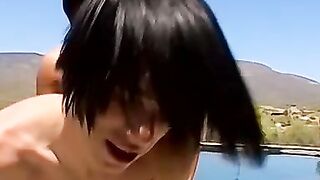 3some Thrill! Twinks Share Poolside Sex with Hot Blonde Hunk