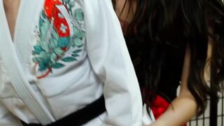 Black Belt Badass Transgender Fucks Her Sensei's Wife in Kung Fu Dojo
