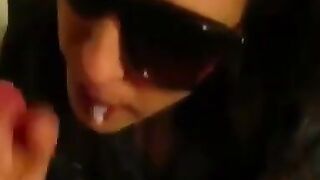 Public-Blowing - Busty Brunette Teenage Slut Sucks Dick In Gloryhole