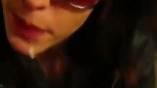 Public-Blowing - Busty Brunette Teenage Slut Sucks Dick In Gloryhole