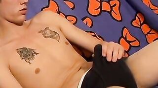 Horny Hunk Jerks Off His Massive Dick In Black Underwear