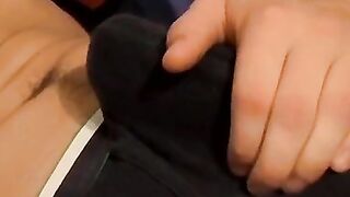 Horny Hunk Jerks Off His Massive Dick In Black Underwear